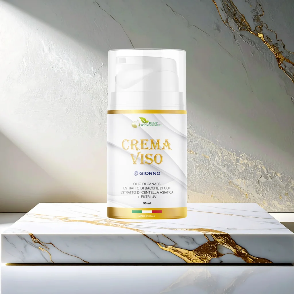 Crema viso giorno idratante e protettiva con olio di canapa e attivi naturali