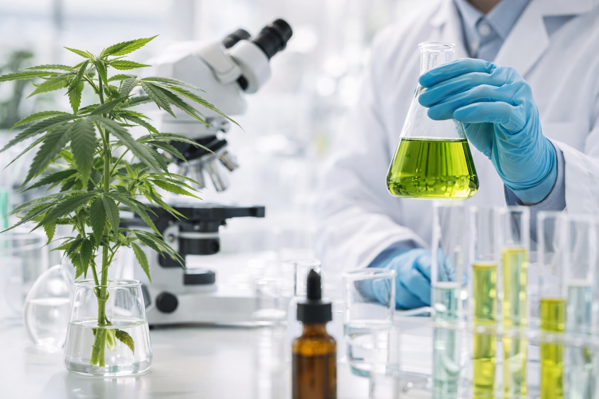 Analisi di estratti naturali e CBD in laboratorio Hemp Phytomedical