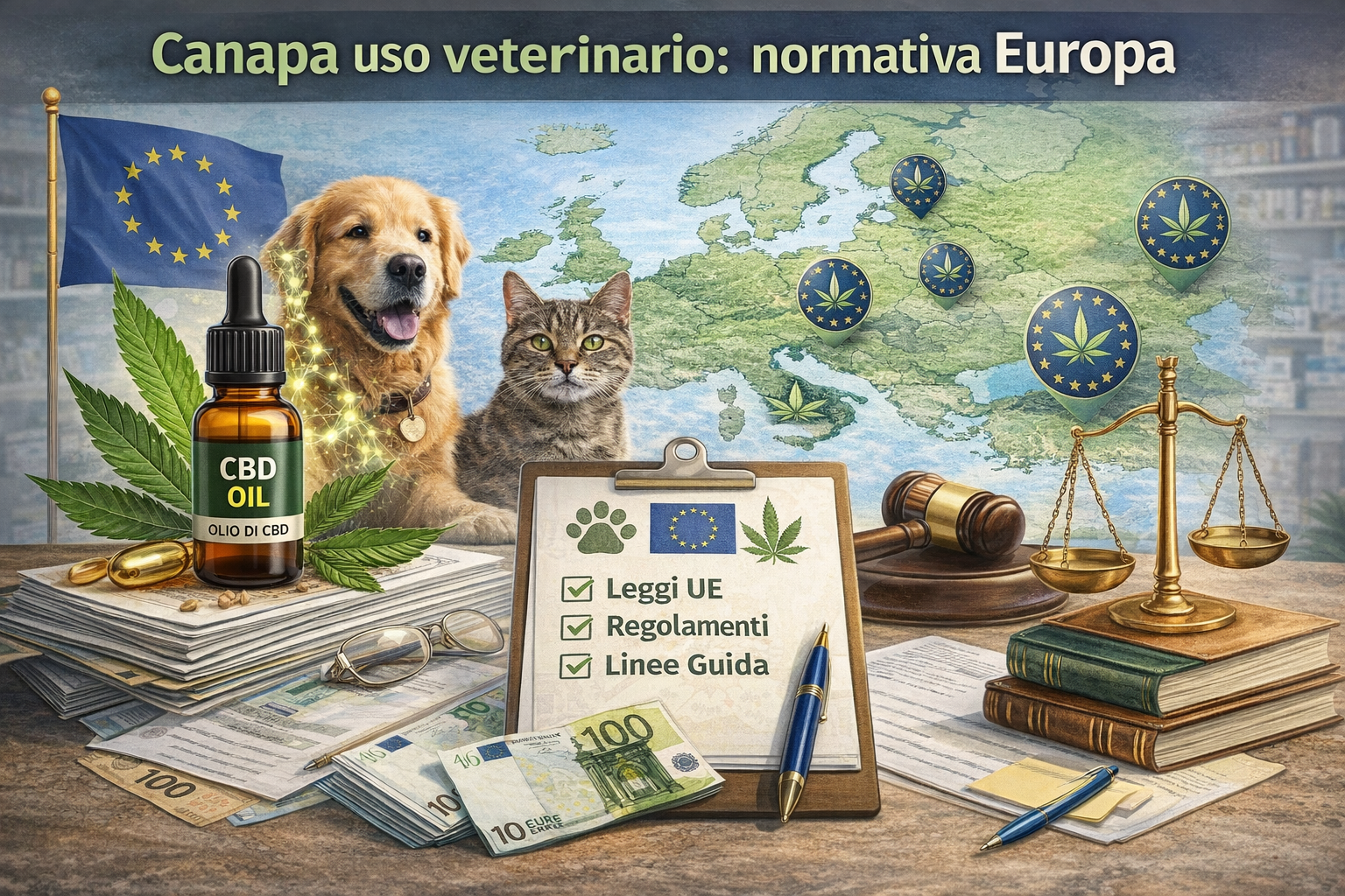 Normativa europea sulla canapa in ambito veterinario con riferimento a regolamenti UE e utilizzo negli animali