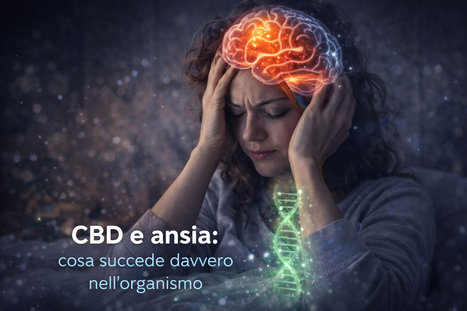effetti del CBD sull ansia rappresentati con cervello attivo e risposta del sistema nervoso