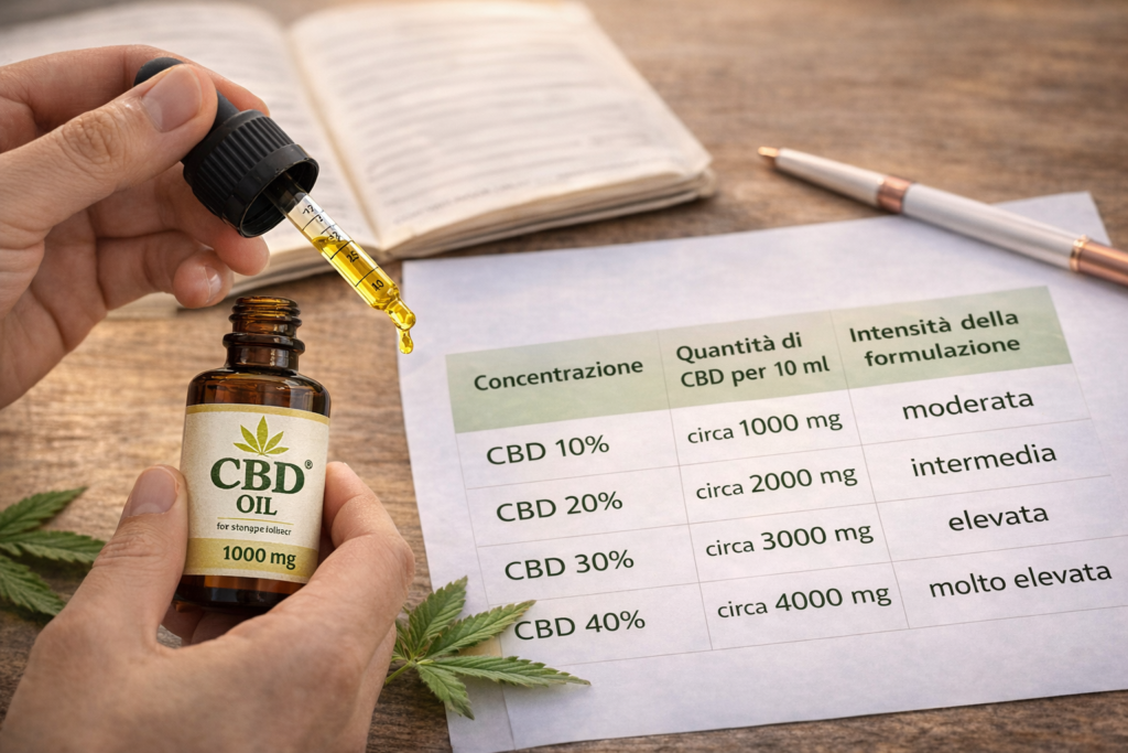 come si usa olio cbd dosaggio concentrazione