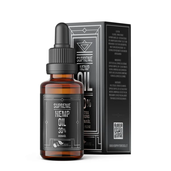 Supreme Hemp Oil 30%, flacone e confezione